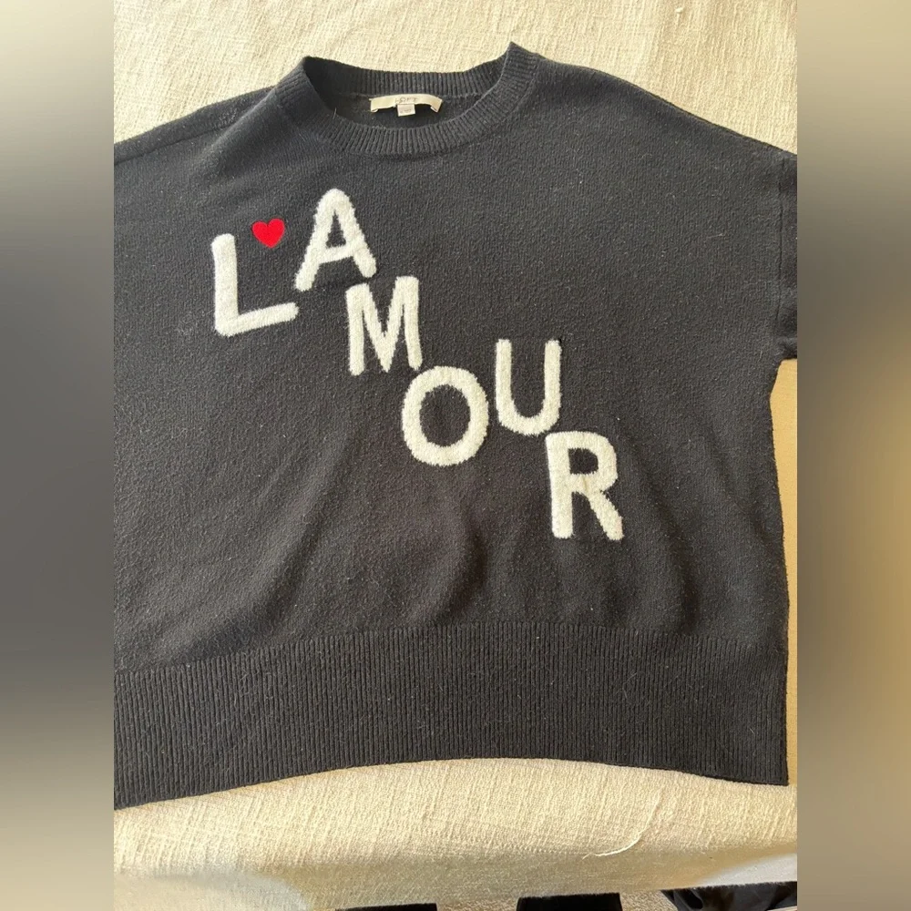 Loft Black Baggy Sweater with L'Amour Design & Heart Women’s XL Fun - Picture 4 of 7